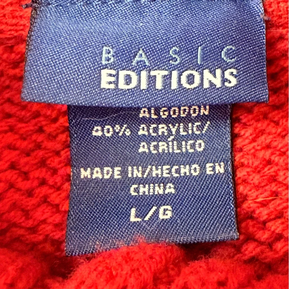 Basic Editions Red Fair Isle Button  Christmas Sweater Women’s Large Xmas Winter - Picture 3 of 8